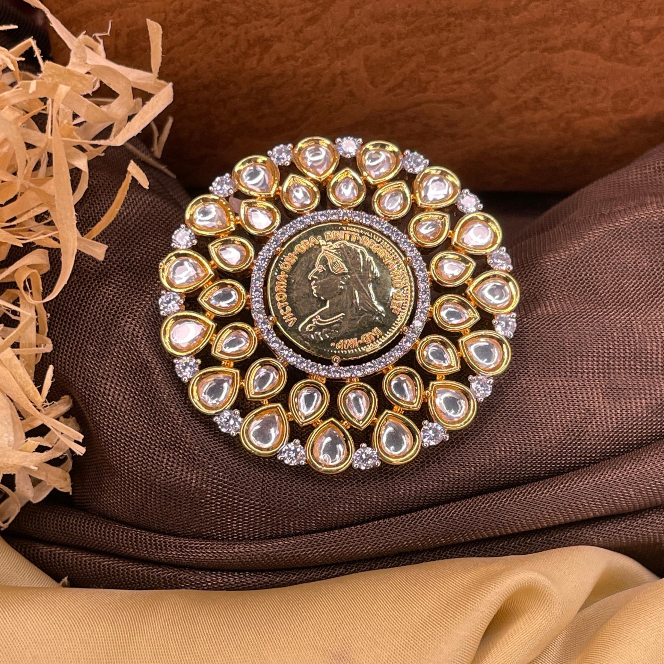 Melissa Queen Gold Plated American Diamond Ring