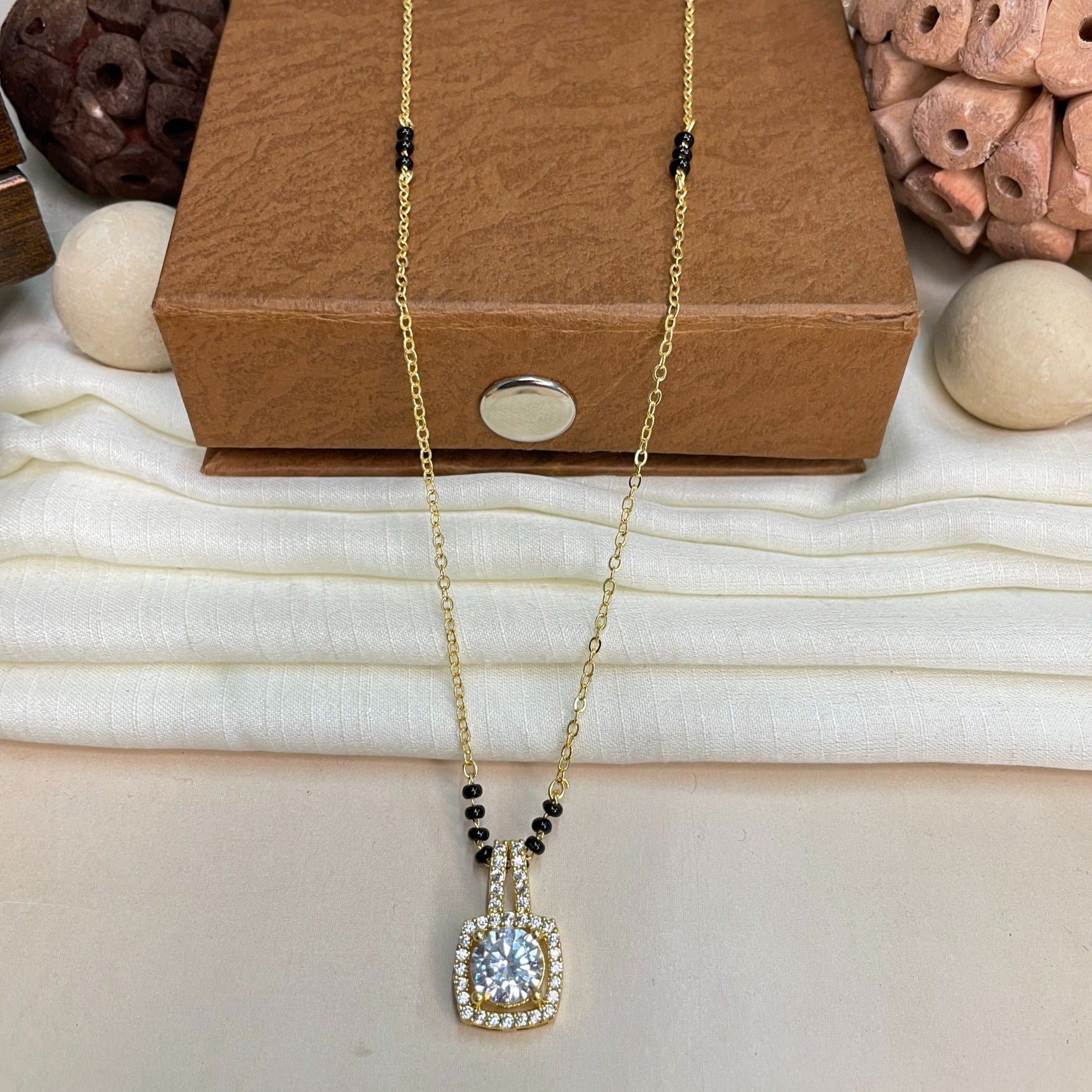 Extraordinary Round American Diamond Mangalsutra - Abdesignsjewellery