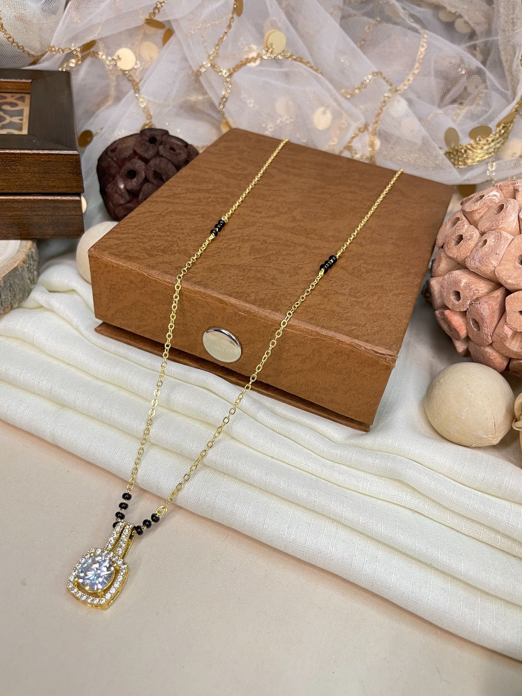 Extraordinary Round American Diamond Mangalsutra - Abdesignsjewellery