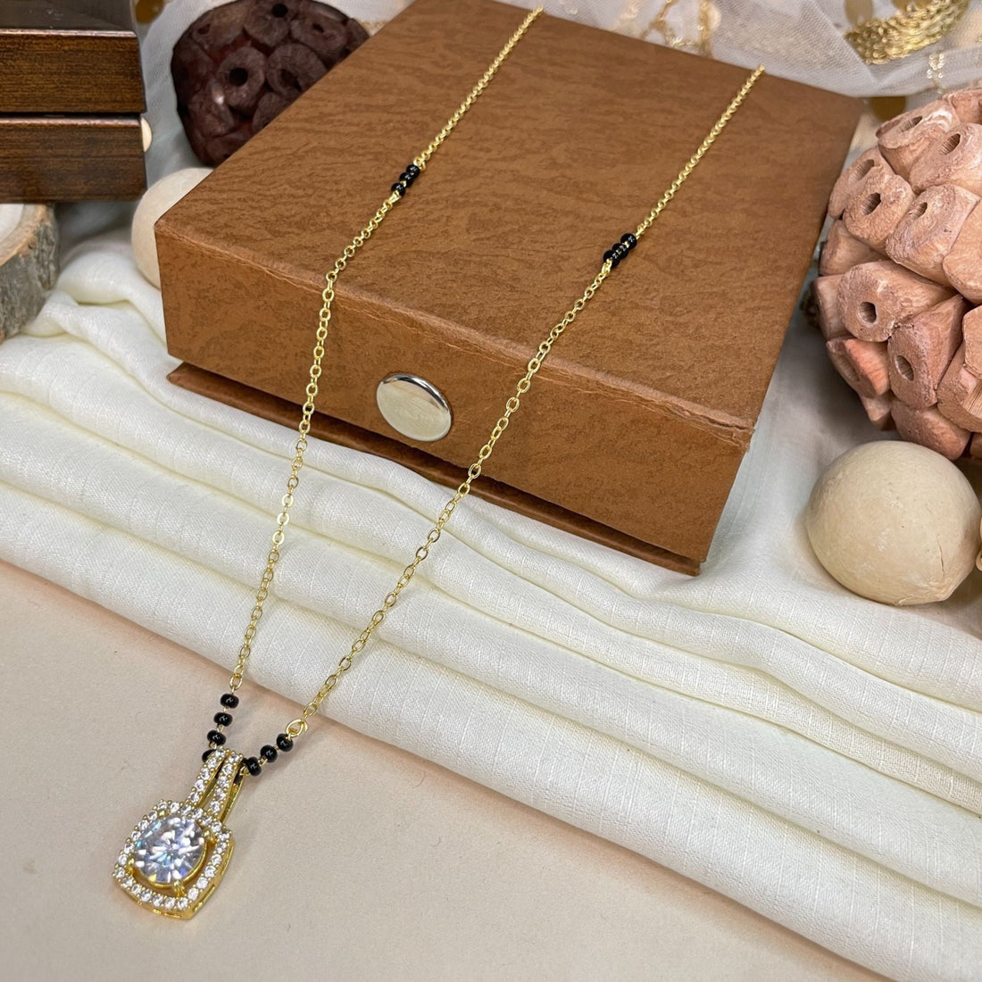 Extraordinary Round American Diamond Mangalsutra - Abdesignsjewellery