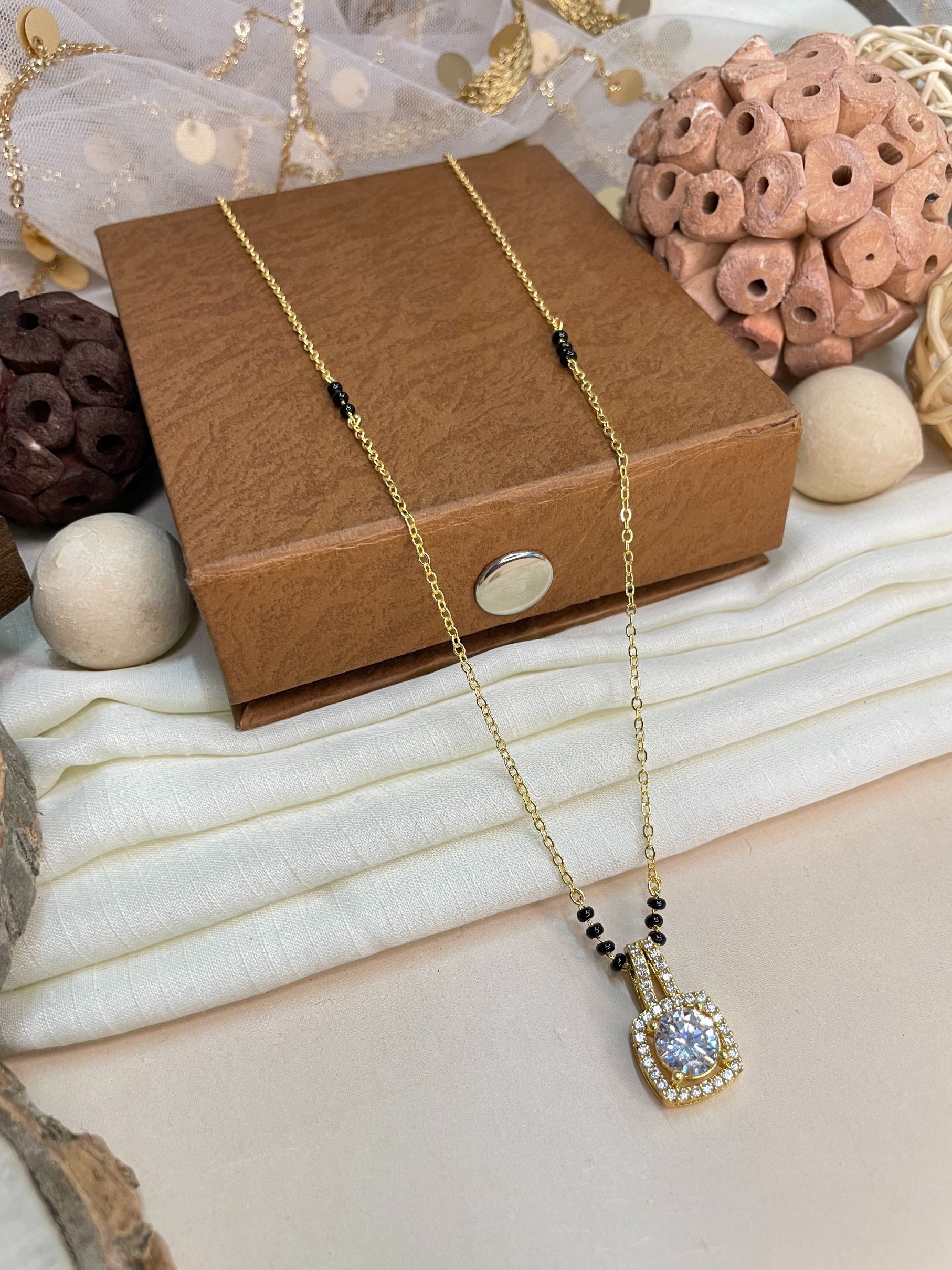 Extraordinary Round American Diamond Mangalsutra - Abdesignsjewellery