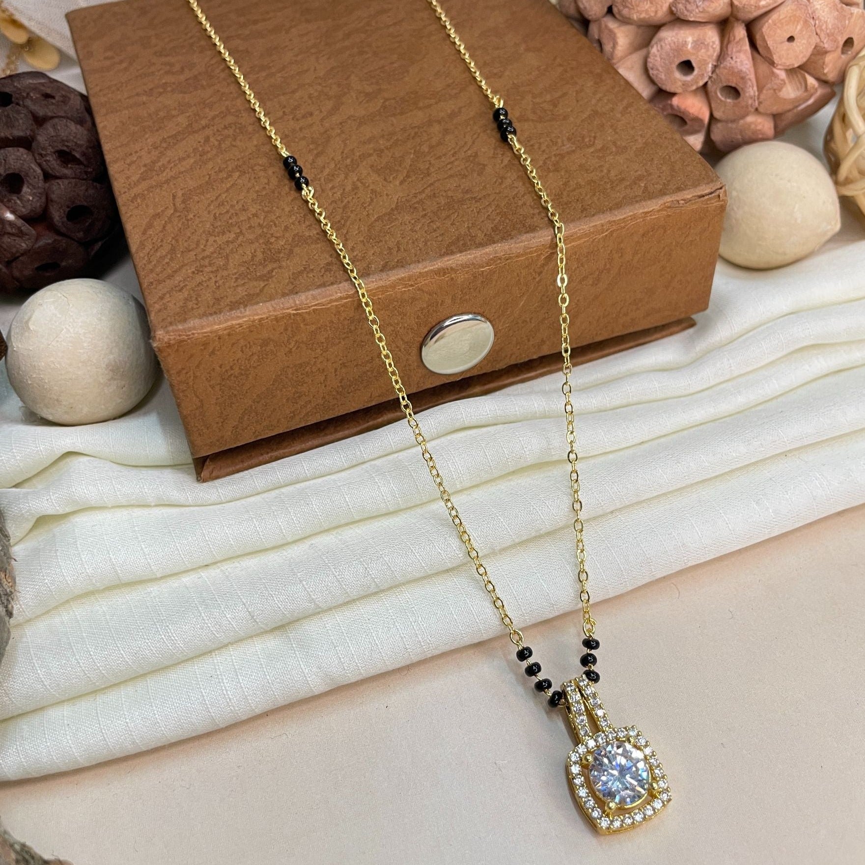 Extraordinary Round American Diamond Mangalsutra - Abdesignsjewellery