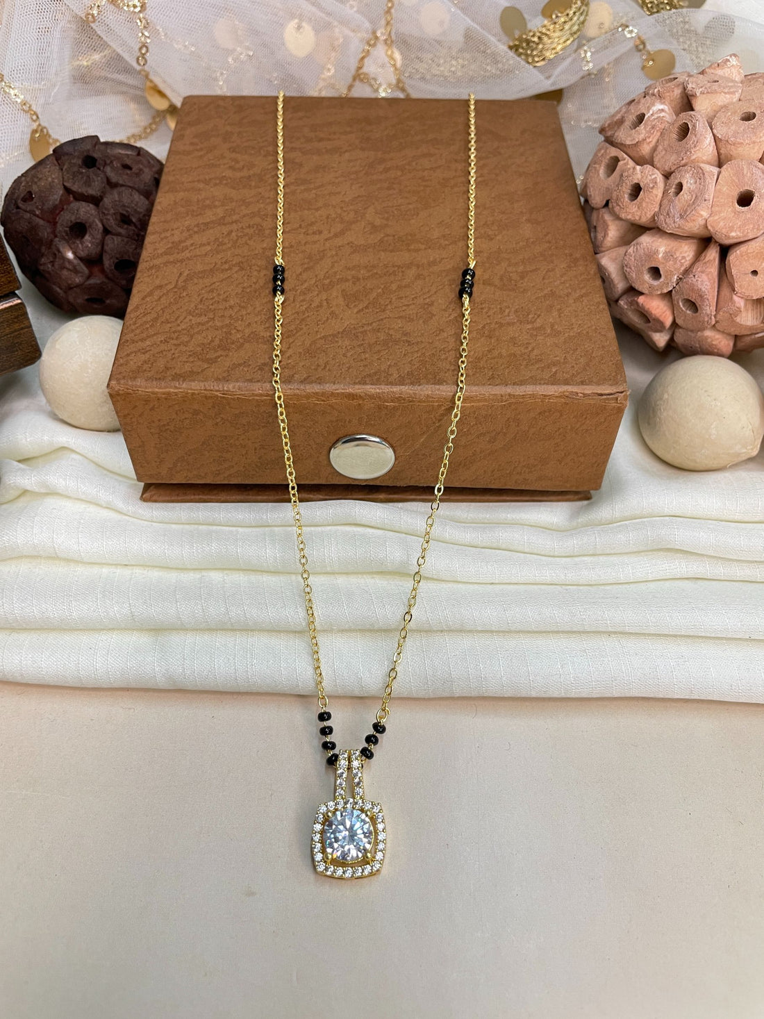 Extraordinary Round American Diamond Mangalsutra - Abdesignsjewellery