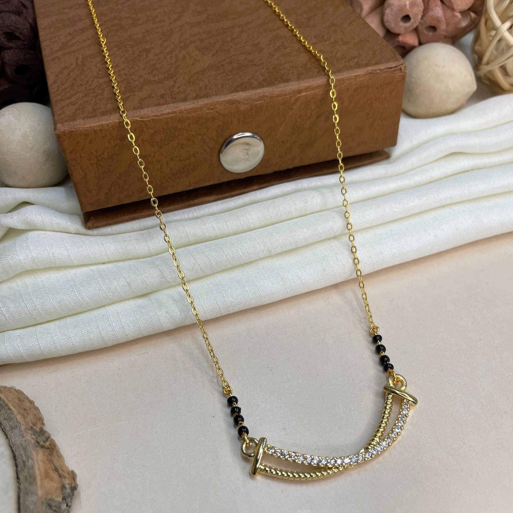 Gold Plated Infinity Diamond Mangalsutra - Abdesignsjewellery