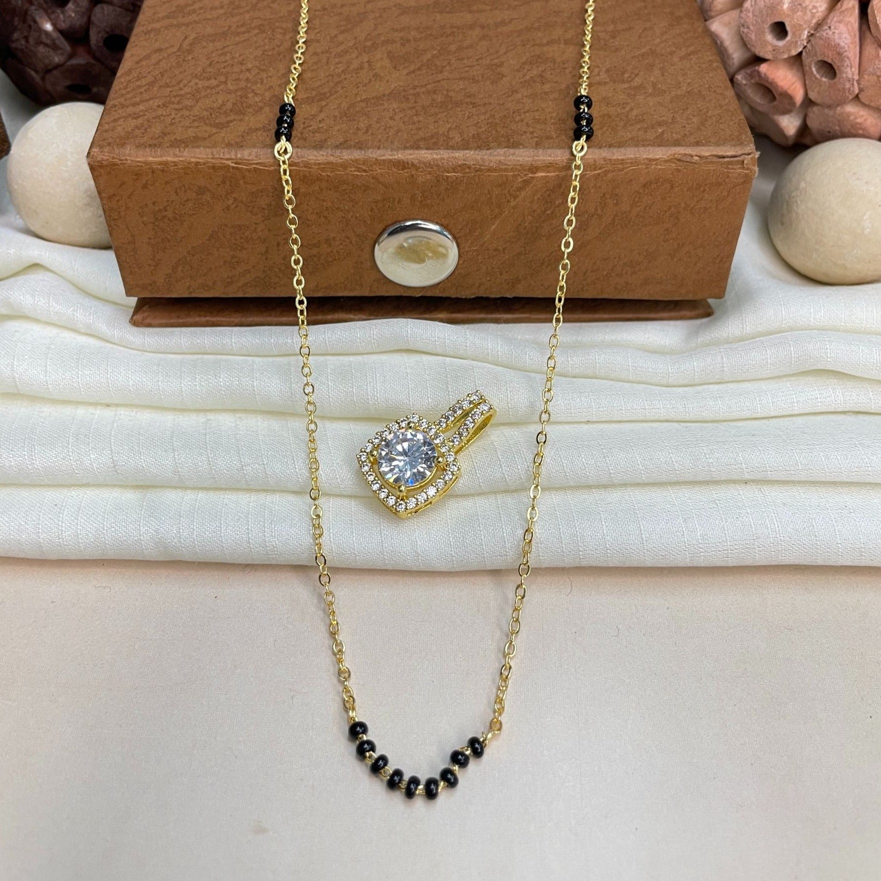 Extraordinary Round American Diamond Mangalsutra - Abdesignsjewellery