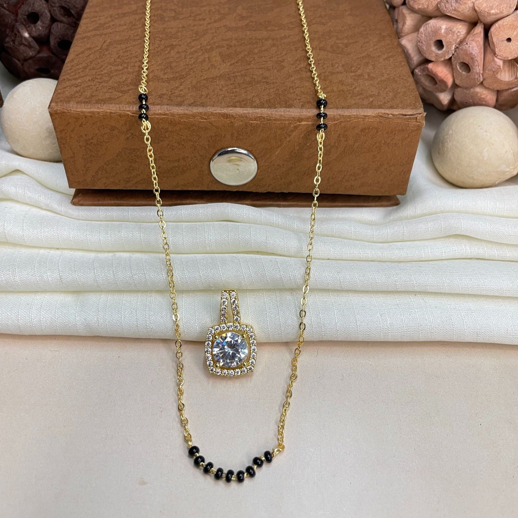 Extraordinary Round American Diamond Mangalsutra - Abdesignsjewellery