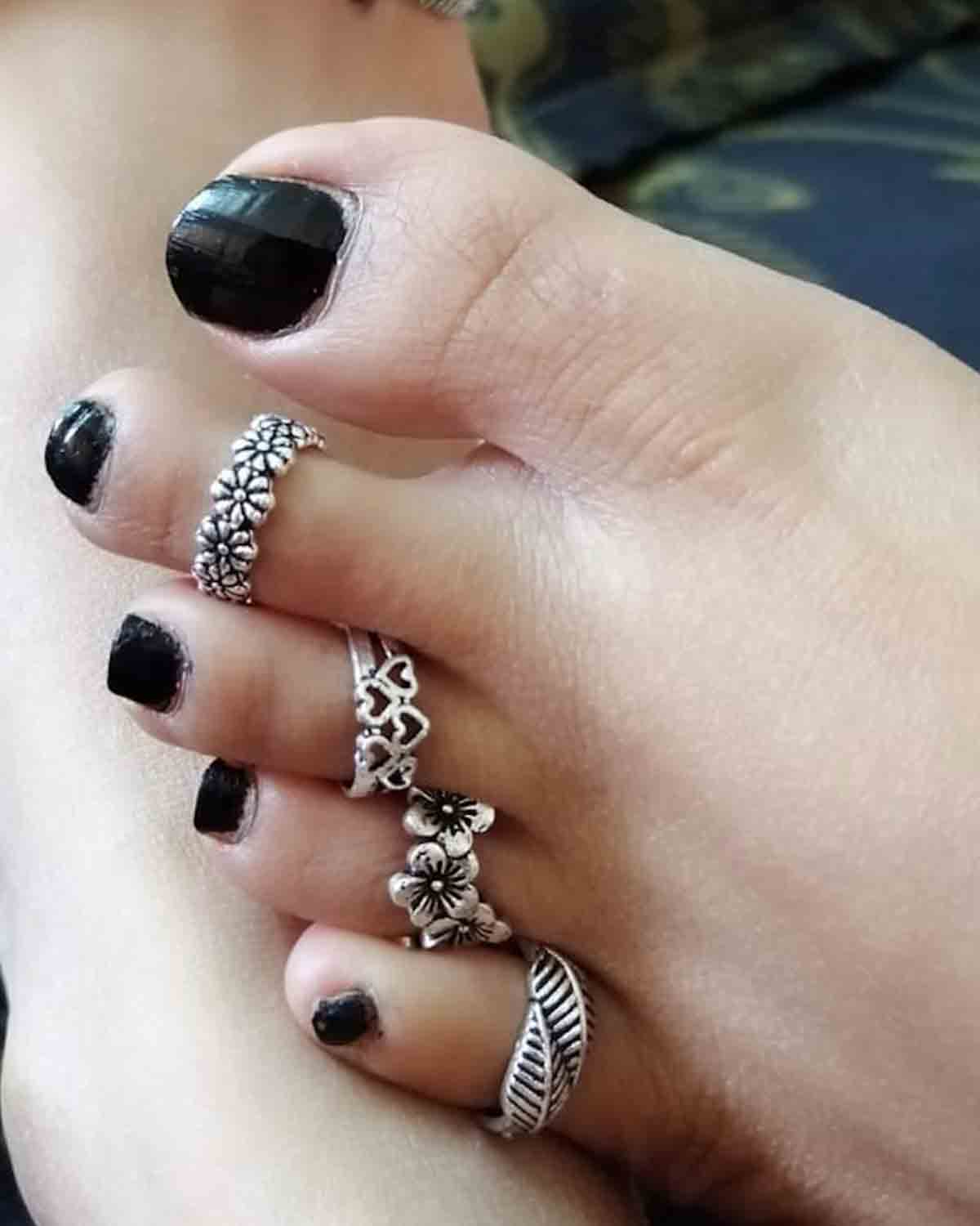 Fancy Silver Four Toe Rings Combo - Abdesignsjewellery