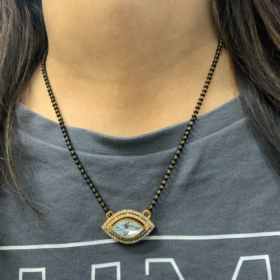 Gold Marquis Polki Mangalsutra - Abdesignsjewellery