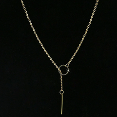 Daily Wear Gold Plated Line And Circle Y Shaped Necklace