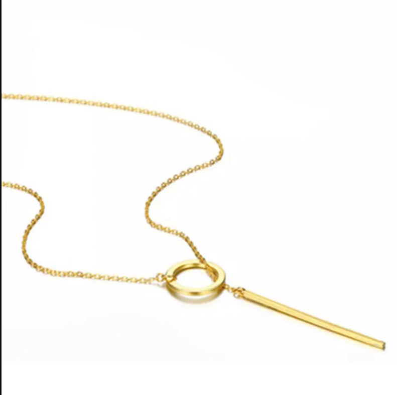 Daily Wear Gold Plated Line And Circle Y Shaped Necklace - Abdesignsjewellery