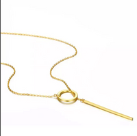 Thumbnail for Daily Wear Gold Plated Line And Circle Y Shaped Necklace - Abdesignsjewellery