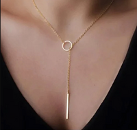 Thumbnail for Daily Wear Gold Plated Line And Circle Y Shaped Necklace - Abdesignsjewellery