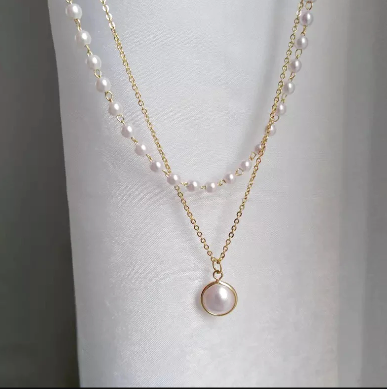 Daily Wear Gold Plated Pearl Double Layered Pendant - Abdesignsjewellery