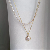 Thumbnail for Daily Wear Gold Plated Pearl Double Layered Pendant - Abdesignsjewellery