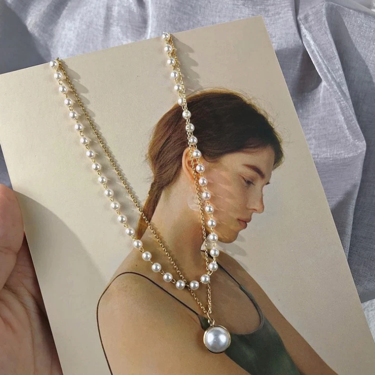 Daily Wear Gold Plated Pearl Double Layered Pendant - Abdesignsjewellery