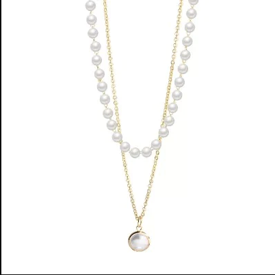 Daily Wear Gold Plated Pearl Double Layered Pendant