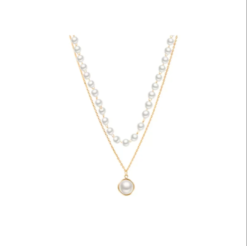 Daily Wear Gold Plated Pearl Double Layered Pendant - Abdesignsjewellery