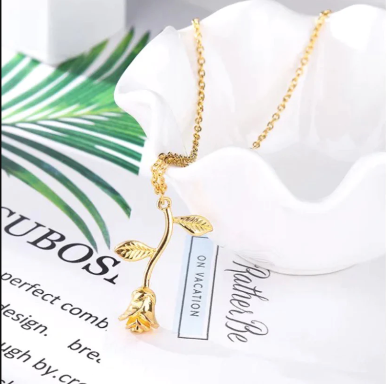 Daily Wear Gold Plated Rose Pendant - Abdesignsjewellery