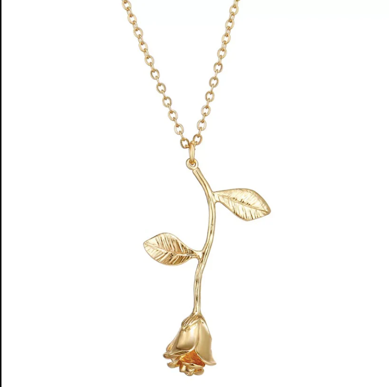 Daily Wear Gold Plated Rose Pendant - Abdesignsjewellery