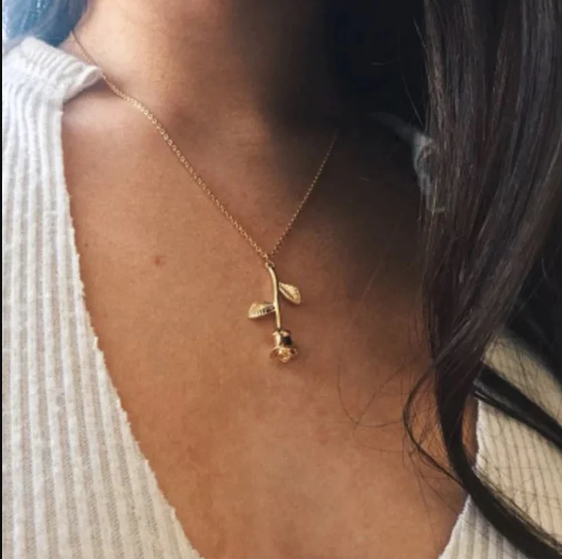 Daily Wear Gold Plated Rose Pendant - Abdesignsjewellery