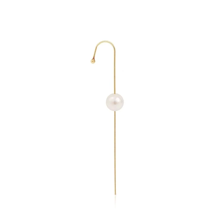 Daily Wear Gold Plated Single Pearl Ear Cuff - Abdesignsjewellery