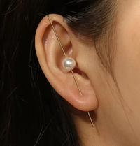 Thumbnail for Daily Wear Gold Plated Single Pearl Ear Cuff - Abdesignsjewellery