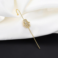 Thumbnail for Daily Wear Gold Plated Studded Hamsa Hand Ear Cuff - Abdesignsjewellery