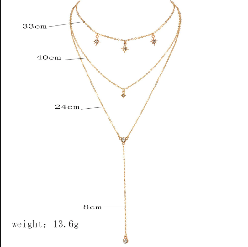 Daily Wear Gold Plated Triple layered Star Pendant - Abdesignsjewellery