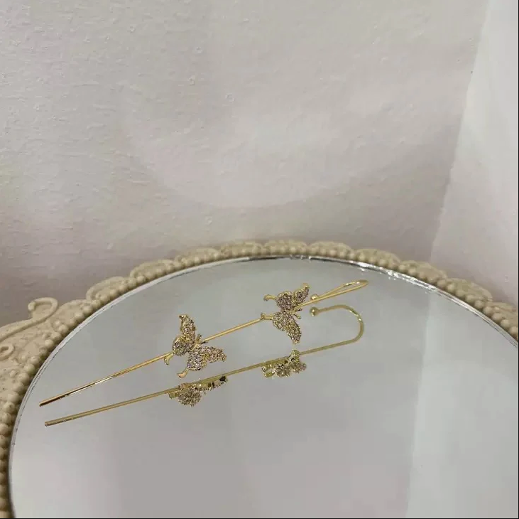 Daily Wear Gold Plated Zircon Studded Butterfly Ear Cuff - Abdesignsjewellery