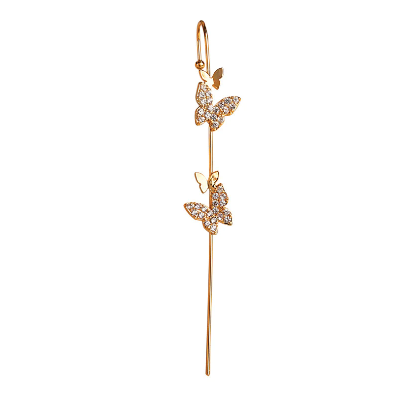 Daily Wear Gold Plated Zircon Studded Butterfly Ear Cuff - Abdesignsjewellery