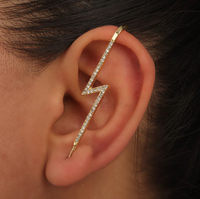 Thumbnail for Daily Wear Gold Plated Zircon Studded Thunderbolt Ear Cuff - Abdesignsjewellery