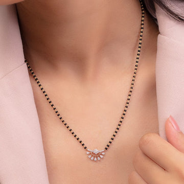 Gold Plated Floral Shimmering Mangalsutra - Abdesignsjewellery