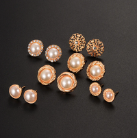 Thumbnail for Golden Pearl Stud Earrings 6 Pair Combo