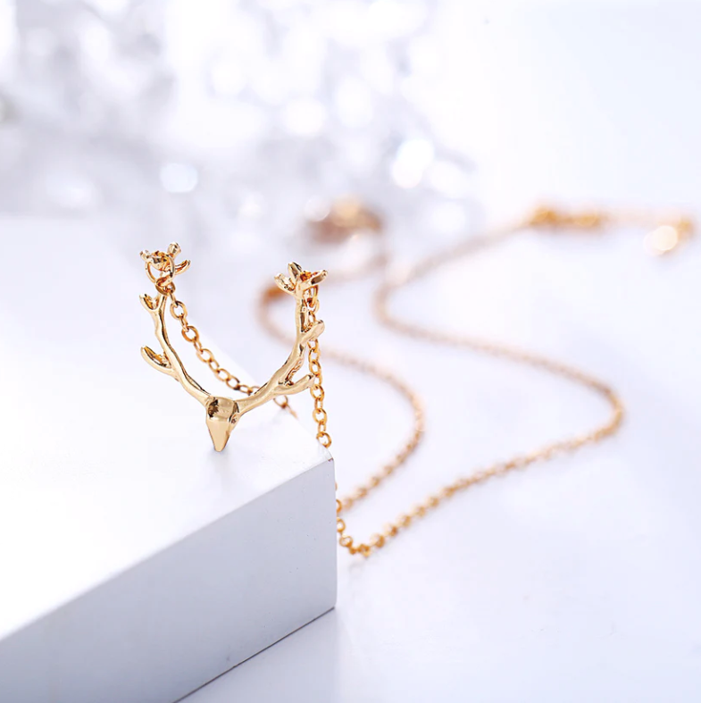 Daily Wear Golden Reindeer Animal Horn Pendant - Abdesignsjewellery