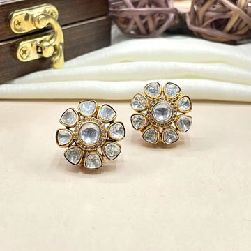 Gorgeous Flower Uncut Kundan Polki Studs - jewellery by Abdesigns Jewellery