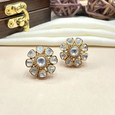 Gorgeous Flower Uncut Kundan Polki Studs