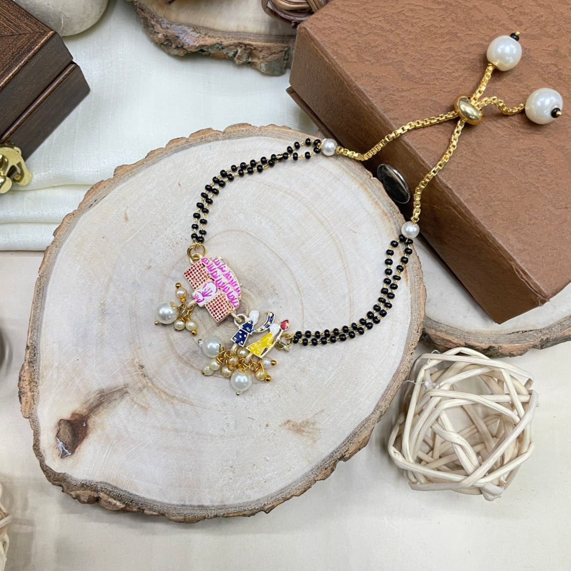 Hand Paint Palkhi Couple Hand Mangalsutra - Abdesignsjewellery