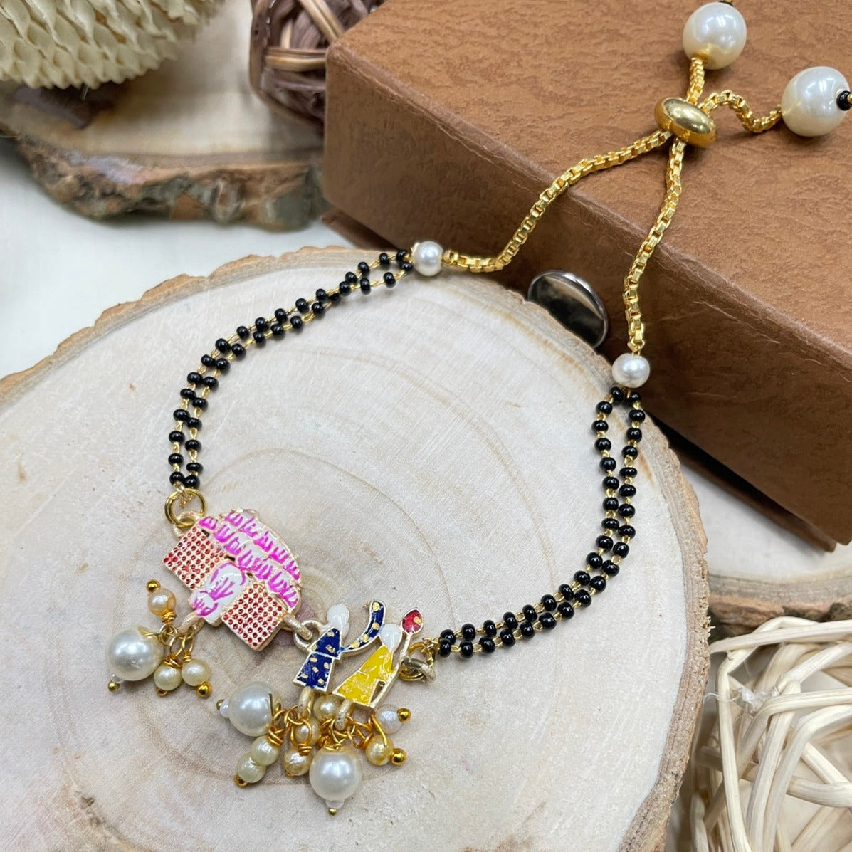 Hand Paint Palkhi Couple Hand Mangalsutra - Abdesignsjewellery