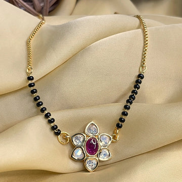 High Quality Unique Pink Flower Polki Mangalsutra