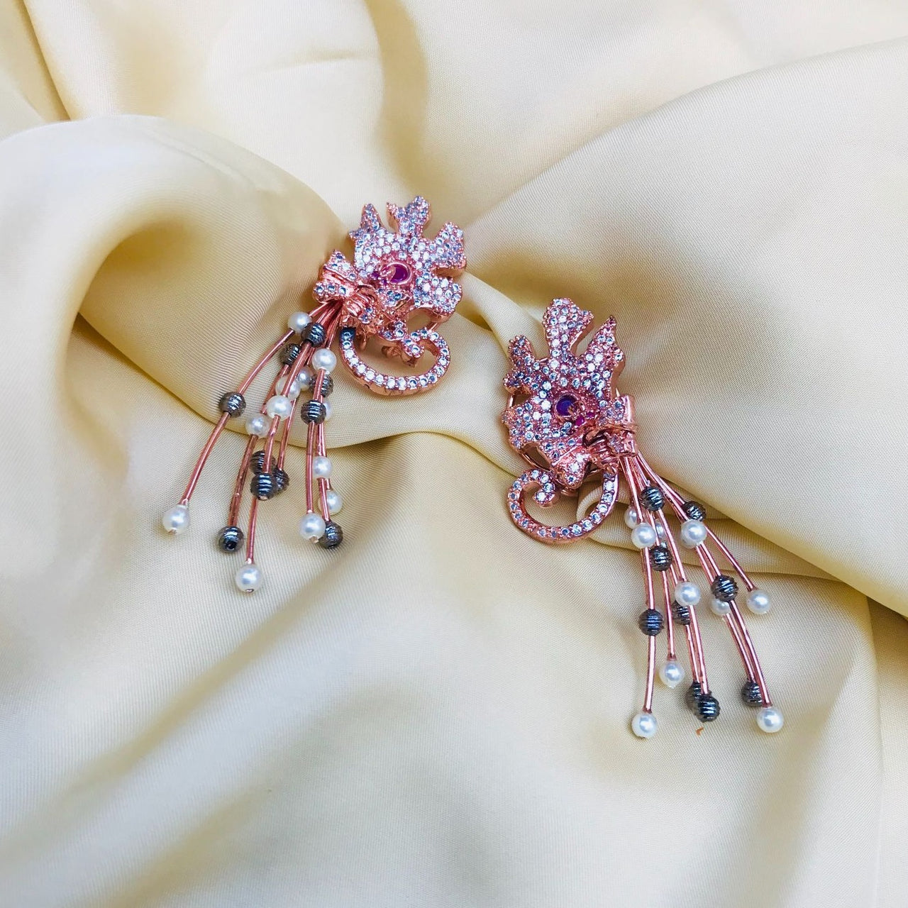 Small Butterflt Pink American Diamond Earring