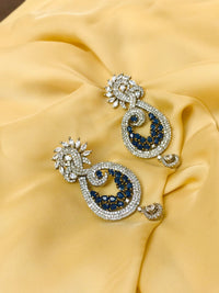 Thumbnail for Round Blue & White American Diamond Earrings