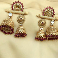Thumbnail for Traditional Maroon Jhumka Earring