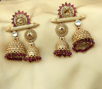 Thumbnail for Traditional Maroon Jhumka Earring