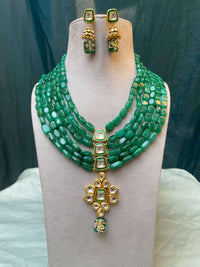 Thumbnail for Green Emerald Beaded Necklace & Earring - Abdesignsjewellery