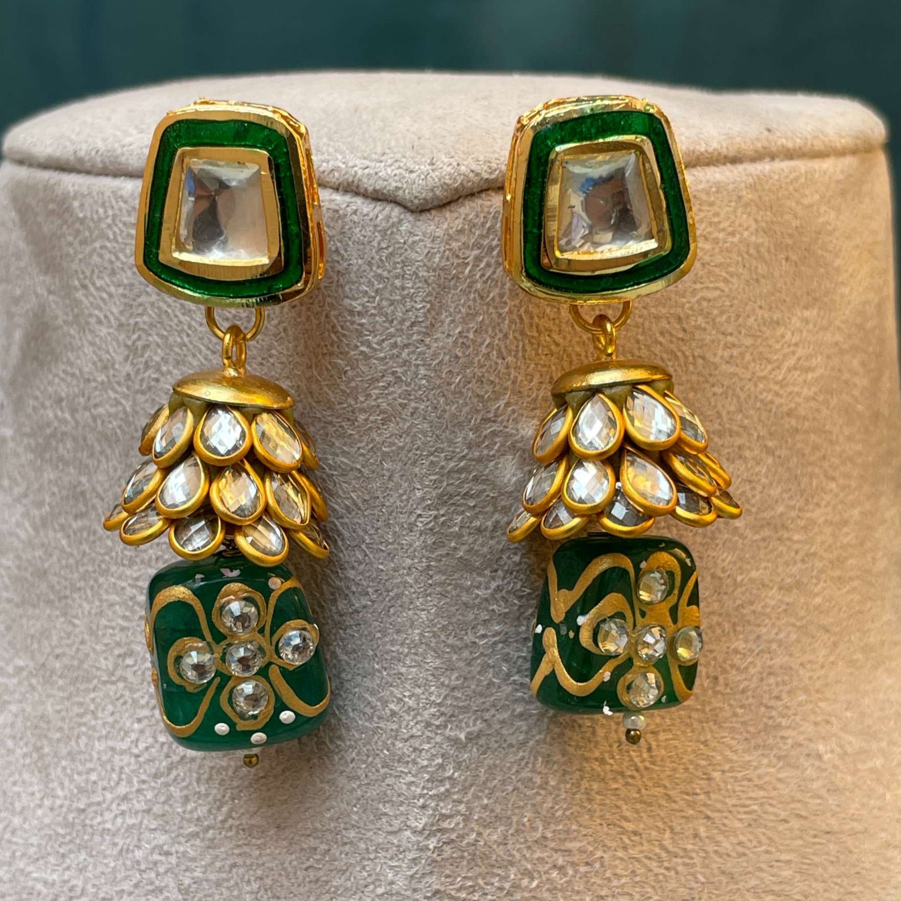 Green Emerald Beaded Necklace & Earring - Abdesignsjewellery