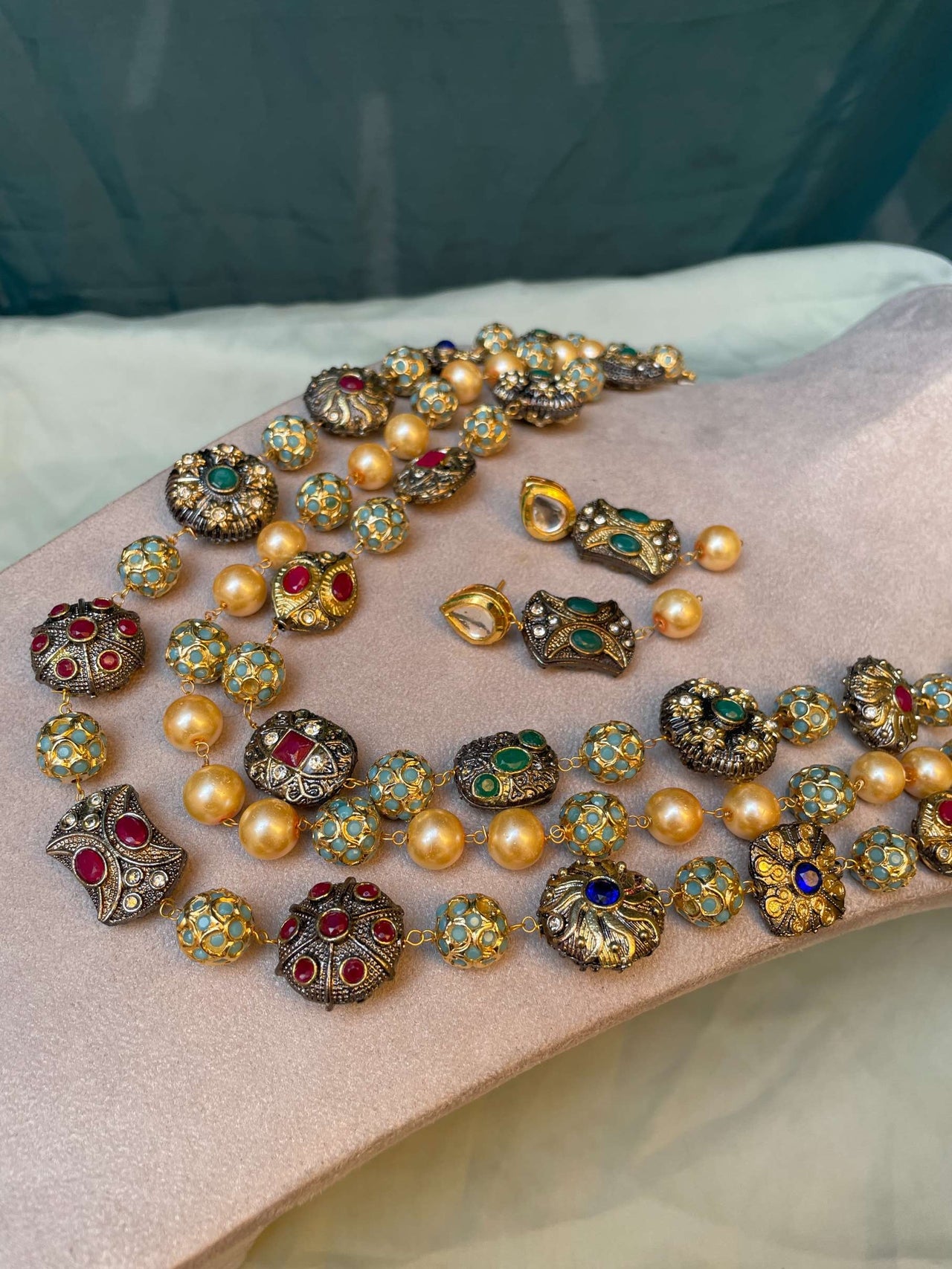 High Quality Jaipuri Beads Multilayer Necklace Mala Jewellery
