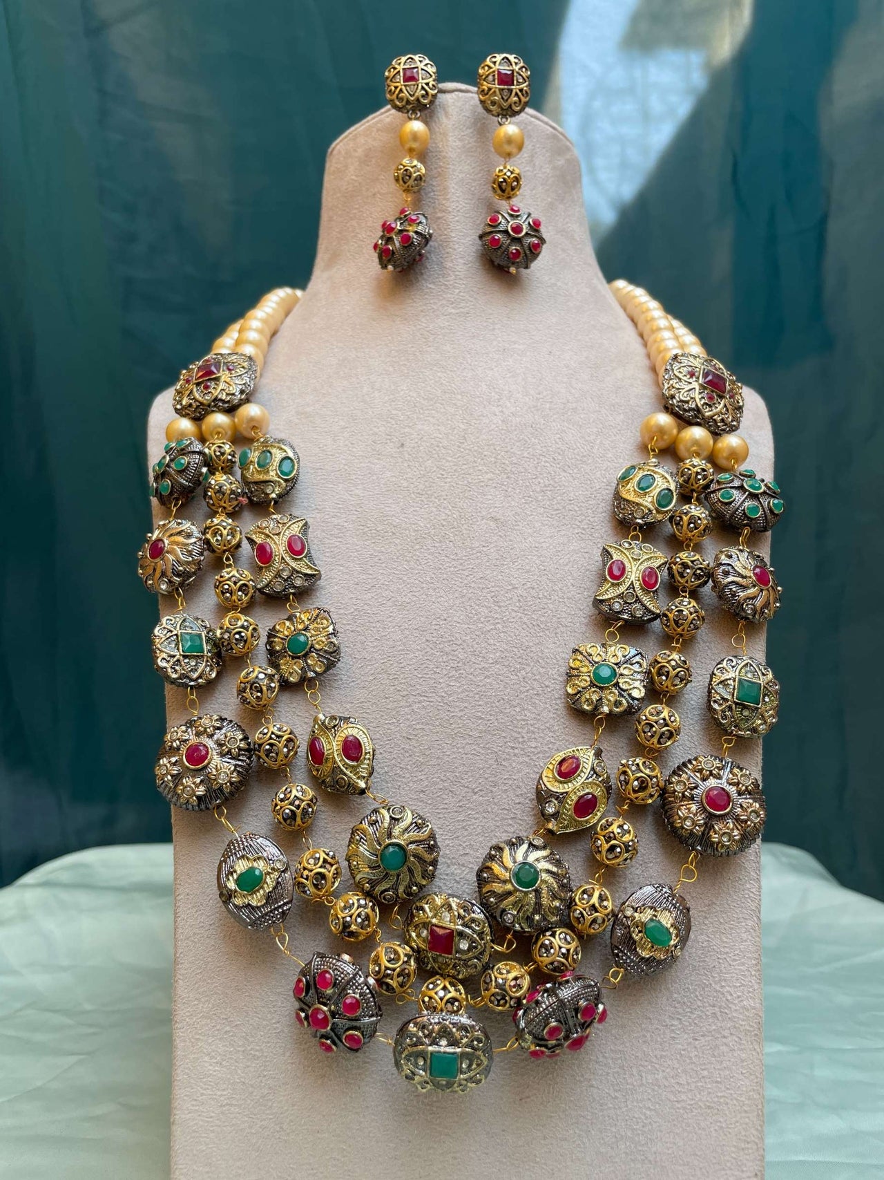 High Quality Jaipuri Beads Multilayer Necklace Mala Jewellery