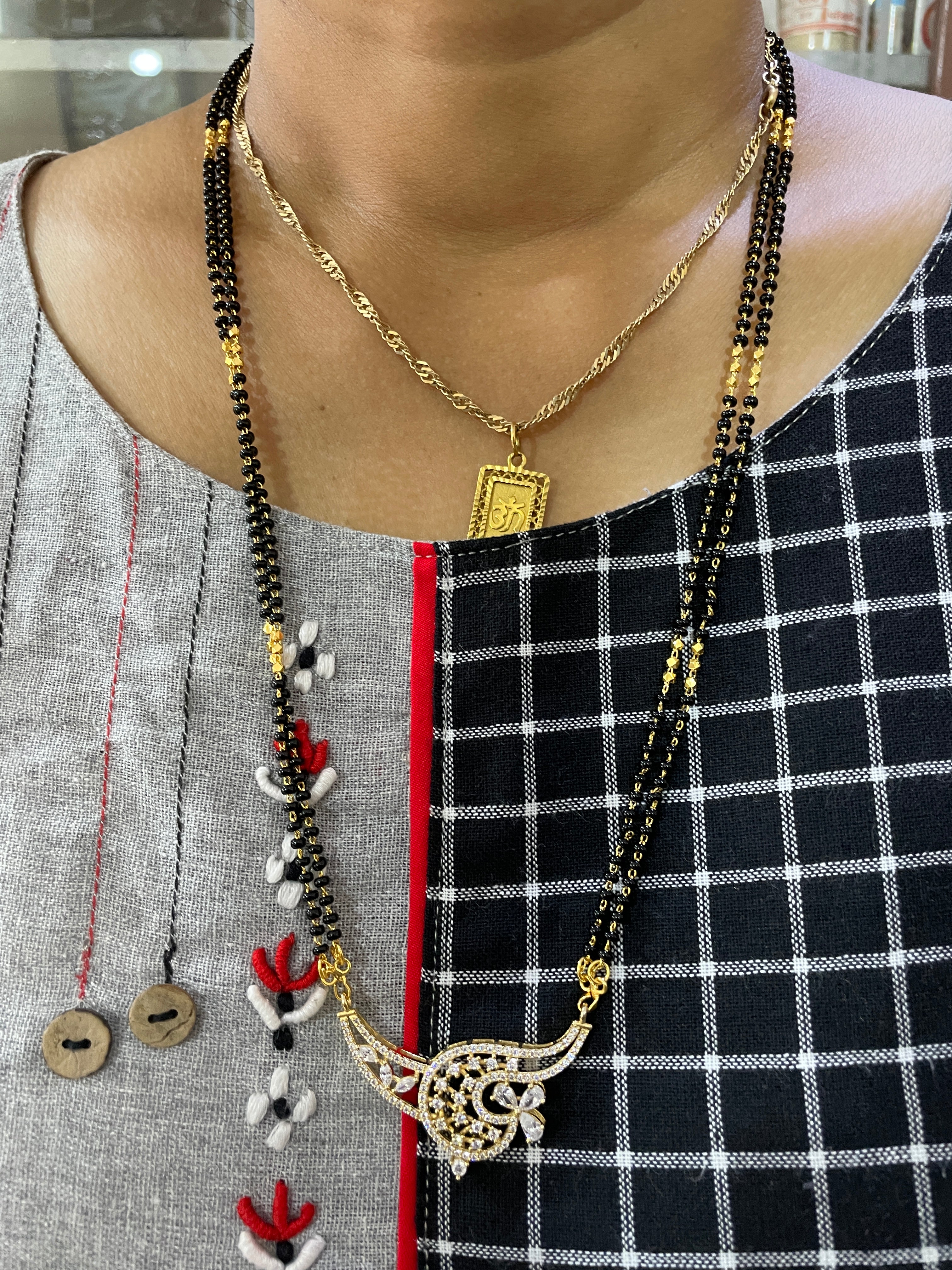 South Indian Gold Plated Diamond Mangalsutra - mangalsutra by Abdesigns Jewellery