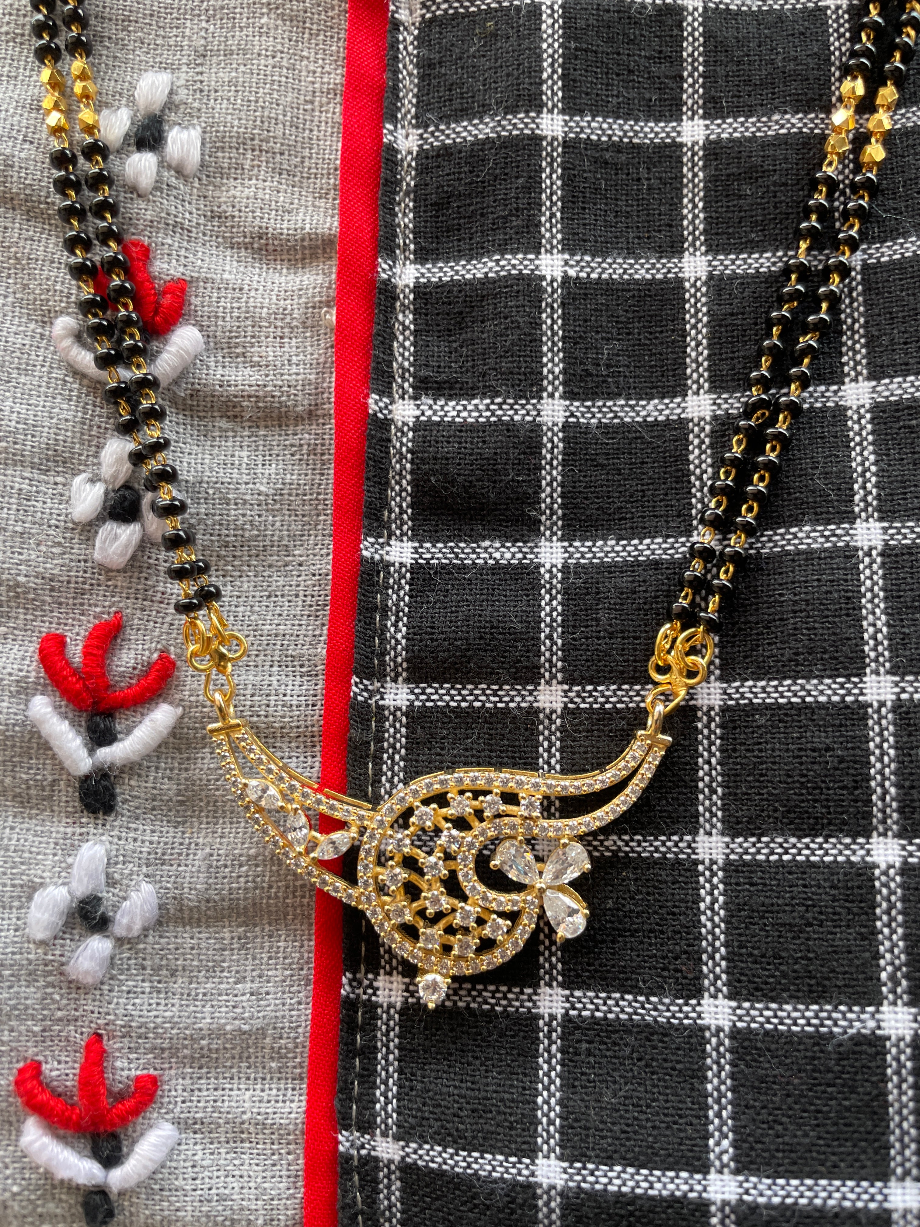 South Indian Gold Plated Diamond Mangalsutra - mangalsutra by Abdesigns Jewellery