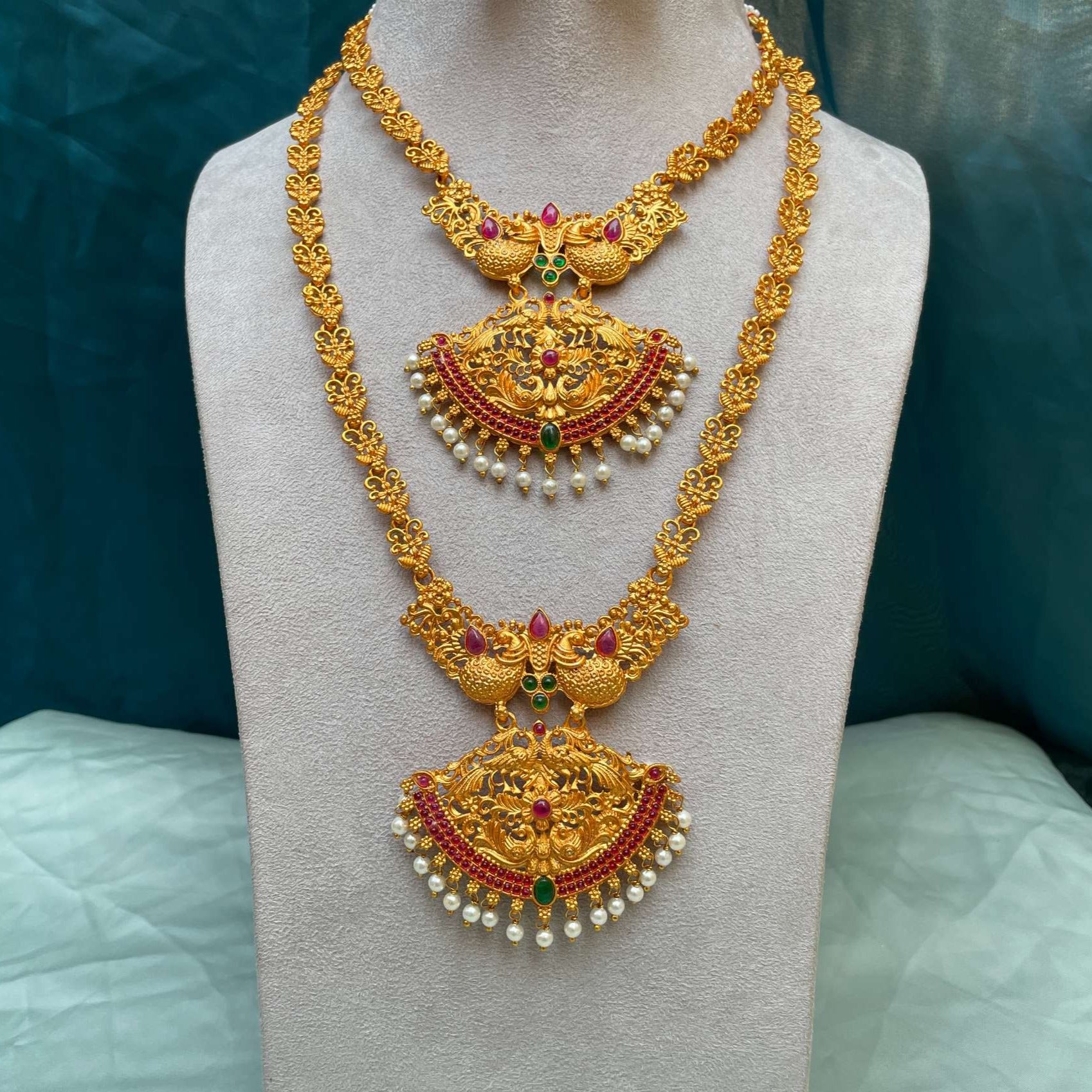 Exclusive Matt Gold Plated Temple Necklace Combo - Abdesignsjewellery